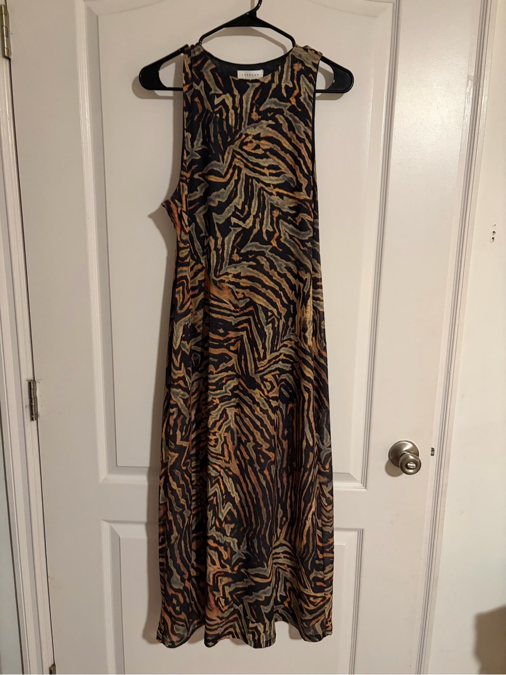 Topshop Black and Brown Tiger-Print Maxi Dress